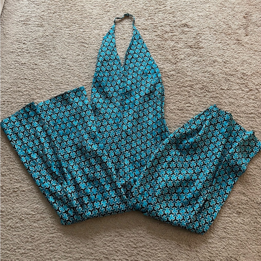 Banana Republic Teal and Black Patterned Jumpsuit- White Lotus Collection - Picture 3 of 10